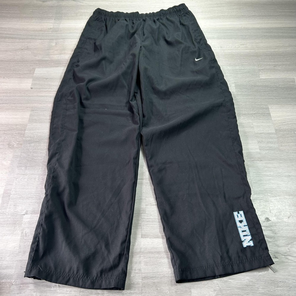 Nike Track Pants Mens XL Black Woven Zip Hem Elastic Waist Athletic Pockets
